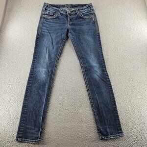 Silver Jeans Aiko Jeans Womens 30x31 Mid Skinny Stretch Distressed Denim Pants